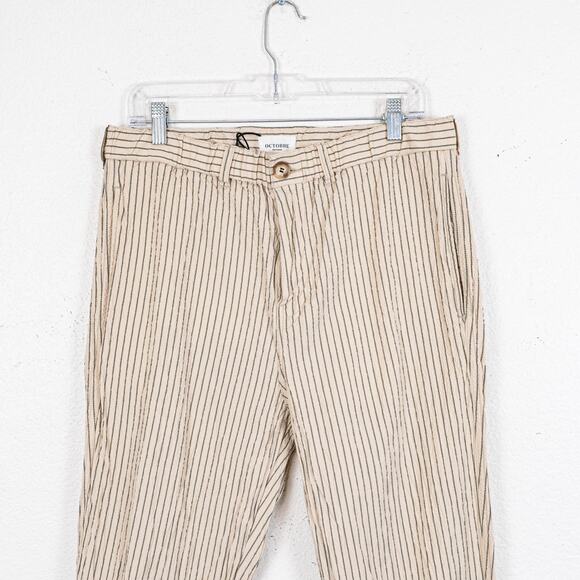 OCTOBRE Editions Seersucker Shane Trouser Pant beige stripe sz XL - Picture 5 of 12
